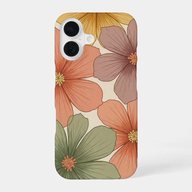 Vintage Tropical Flowers iPhone 16 Hülle (Rückseite)