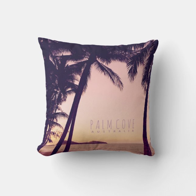 Vintage Tropical Palm Tree Jetez Coussin (Recto)