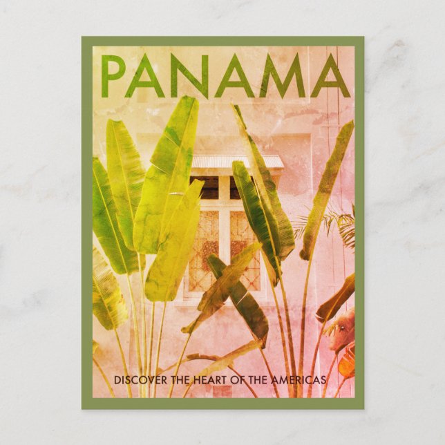 Vintage Tropical Panama Travel Postkarte (Vorderseite)