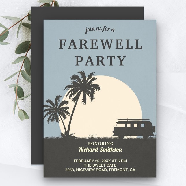 Vintage Tropical Van Farewell Party Invitation (Créateur téléchargé)