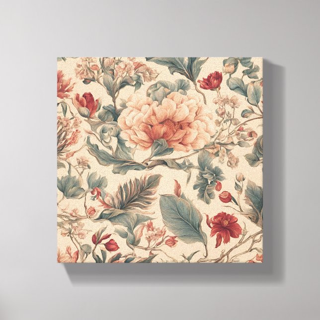 Vintage tropische Blume Antike Leinwanddruck (Vorderseite)