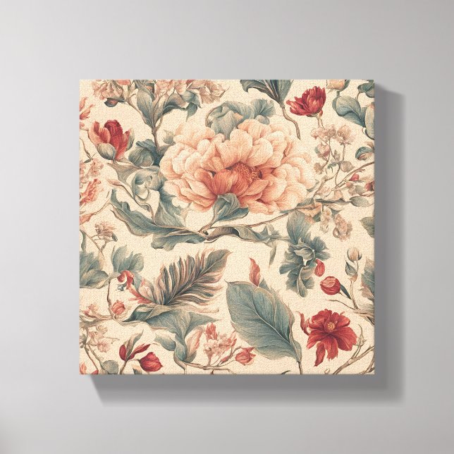 Vintage tropische Blume Antike Leinwanddruck (Vorderseite)