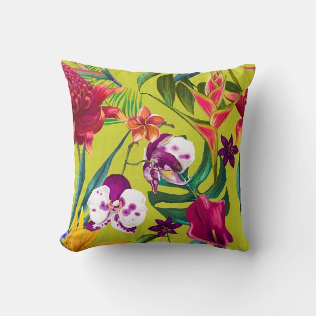 Vintage Tropische Blume Kissen (Vorderseite)