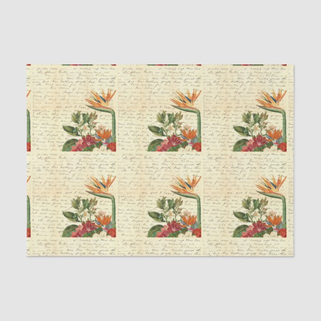 Vintage tropische Blume Seidenpapier (Vorderseite)