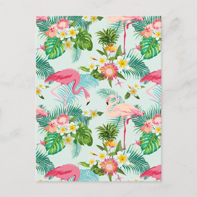 Vintage tropische Blume und Vögel Postkarte (Vorderseite)