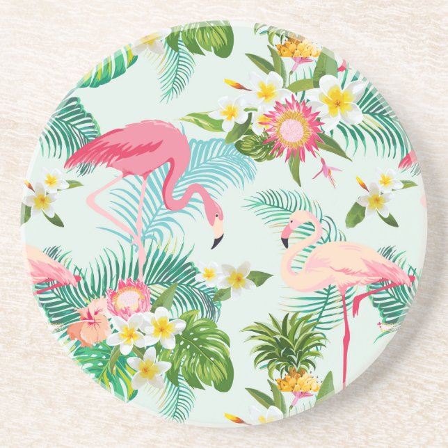 Vintage tropische Blume und Vögel Untersetzer (Vorne)