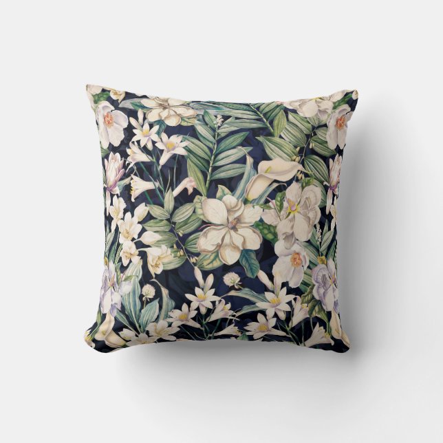Vintage tropische nächtliche Blume Kissen (Vorderseite)
