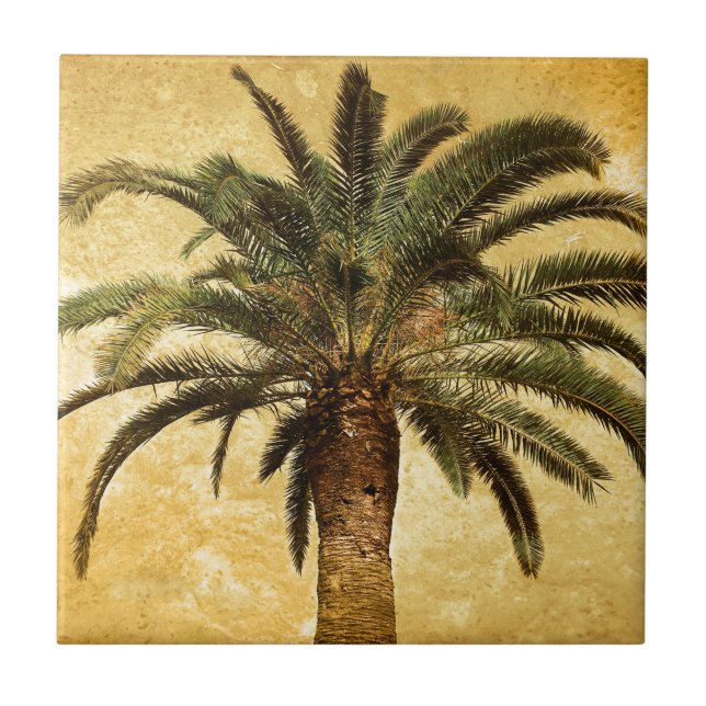 Vintage tropische Palme Fliese (Vorderseite)