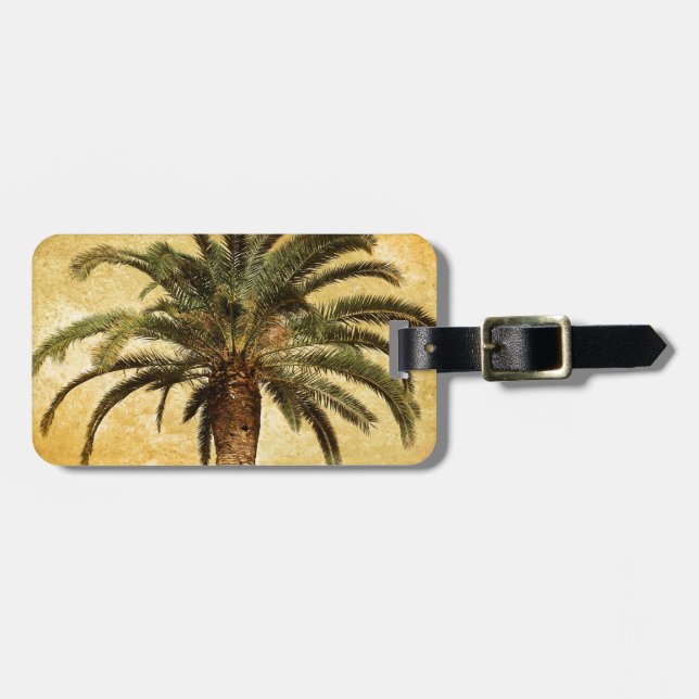 Vintage tropische Palme Gepäckanhänger (Vorderseite horizontal)
