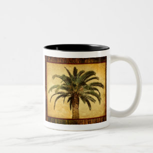 Vintage tropische Palme Zweifarbige Tasse