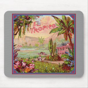 Vintage tropische Pflanze Mousepad