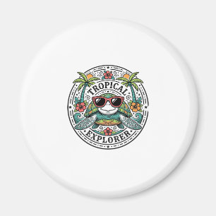 Vintage-Tropische-Seeschildkröten-Sonnenbrille-Gra Magnet