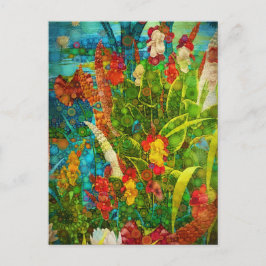 Vintage tropische Wildblumen Feiertagspostkarte