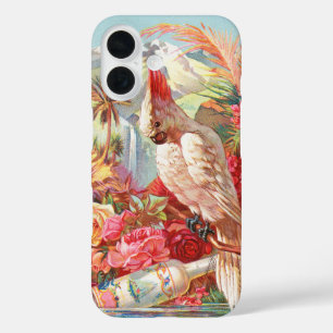 Vintage Tropischer Kakadu & Rose Botanische Kunst iPhone 16 Hülle