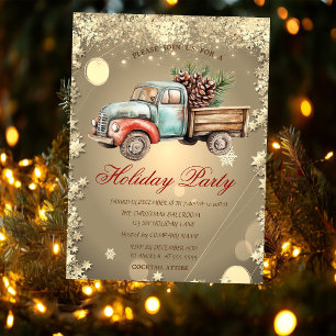 Vintage Truck Pine Cones Stars Invitation de vacan