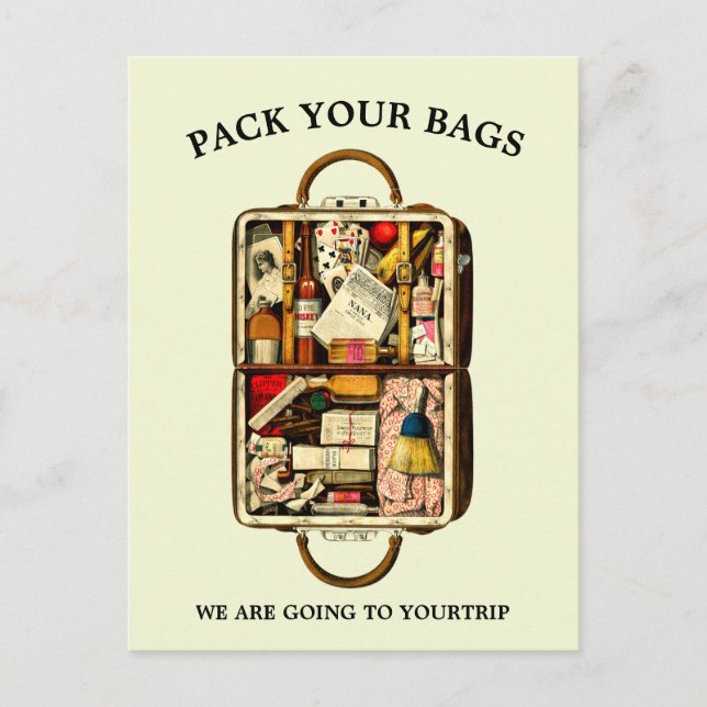 Vintage Trunk-Trip-Vorlage Ankündigungspostkarte (Vorderseite)