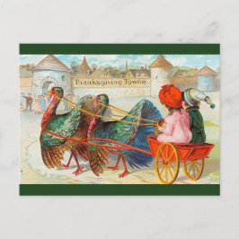 Vintage Truthähne im Erntedank Towne Postkarte