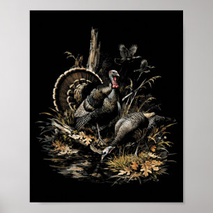 Vintage Truthahnjagd rustikale Wildtiergrafik Poster