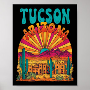 Vintage Tucson Arizona Wüstenuntergangshimmel Stad Poster
