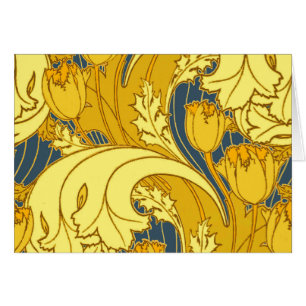 Vintage Tulip Blue Gold Motif