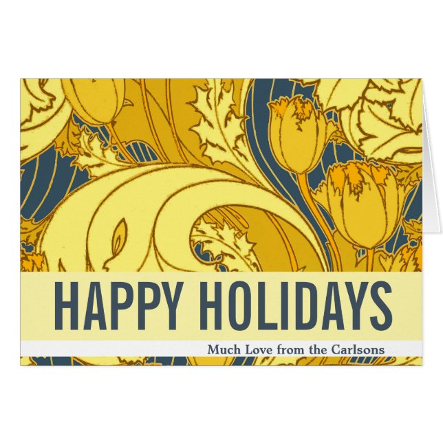 Vintage Tulip Blue Gold Motif (Devant horizontal)