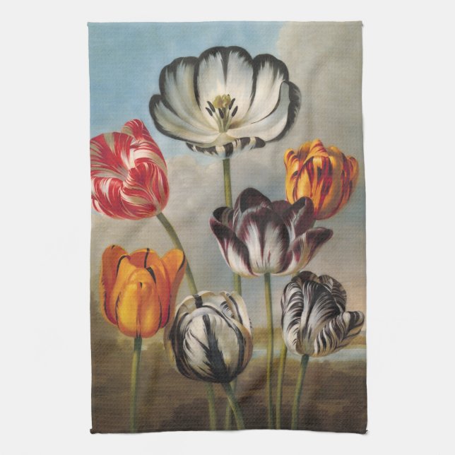 Vintage Tulip-Blume in einer Landschaft Geschirrtuch (Vertikal)
