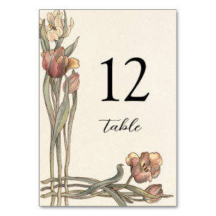 Vintage-Tulpen-Blumenrahmen-Tischnummer Tischnummer