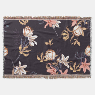 Vintage Tulpen, dunkel, lila Hintergrund Decke