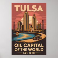 Vintage Tulsa Oklahoma Ölhauptstadt der Welt