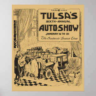 Vintage Tulsaautomobilshow-Zeitungsanzeige 1922 Poster