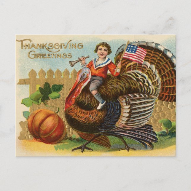 Vintage Türkei Erntedank Grüße Feiertagspostkarte (Vorderseite)