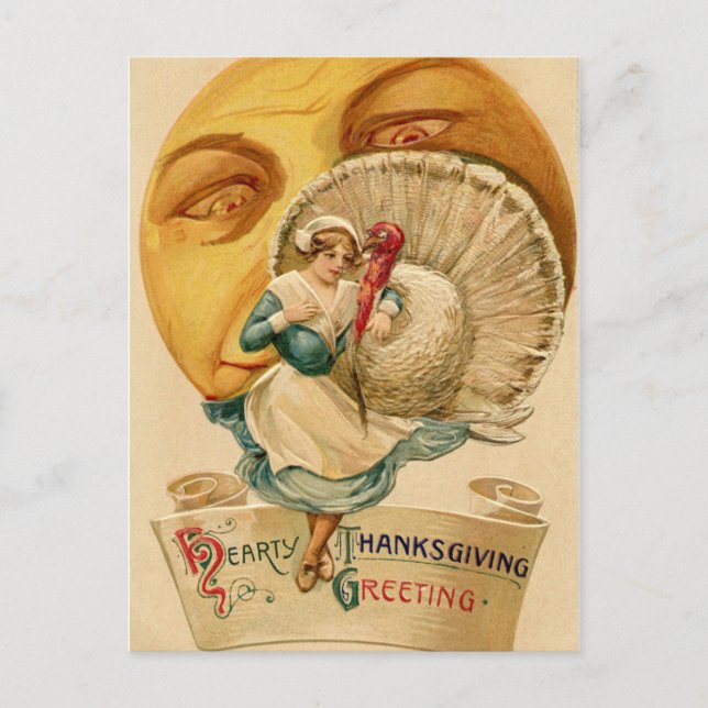 Vintage Türkei und Erntedank Mond Postkarte (Vorderseite)