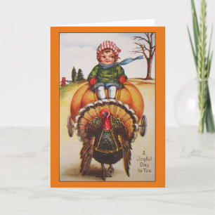 Vintage Turkey Day Illustration Feiertagskarte
