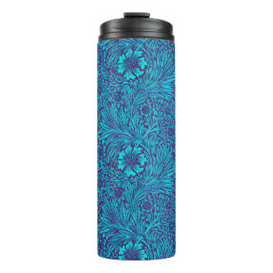 Vintage Türkis dunkles lila Blumenmuster Thermosbecher