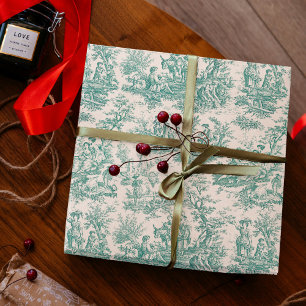 Vintage Türkis Toile Französisches Land Geschenk Geschenkpapier