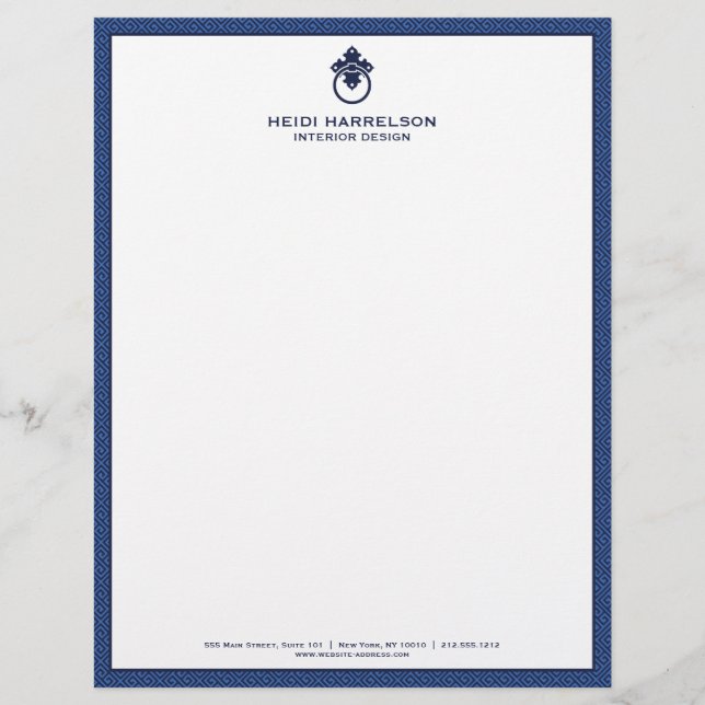 Vintage Türknopfmarkierung - blaue Grenze Briefbogen (Vorderseite)