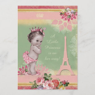 Vintage Turm-Baby-Dusche Prinzessin-Eiffel Einladung