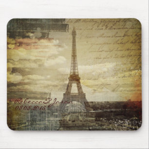 Vintage Turm-Hochzeit Skripte Paris Eiffel Mousepad