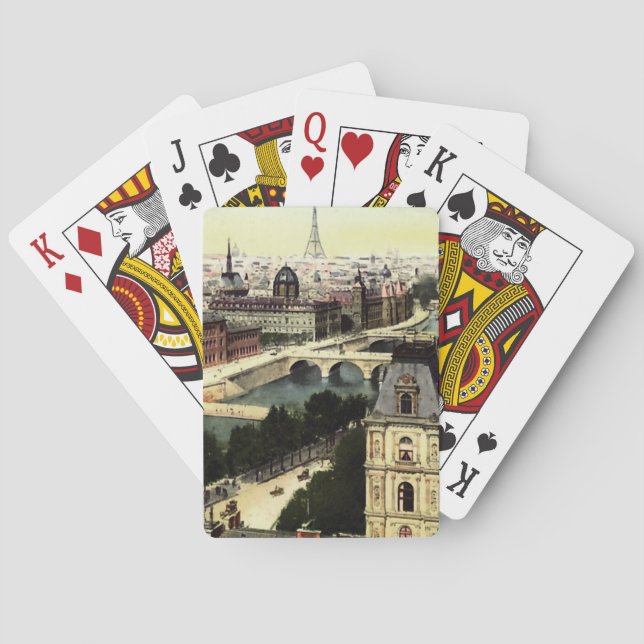 Vintage Turm-Szene Paris Eiffel Spielkarten (Rückseite)