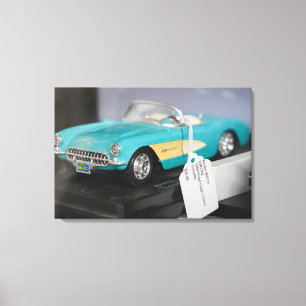 Vintage-Turquoise-Kabrio-Modellauto Leinwanddruck