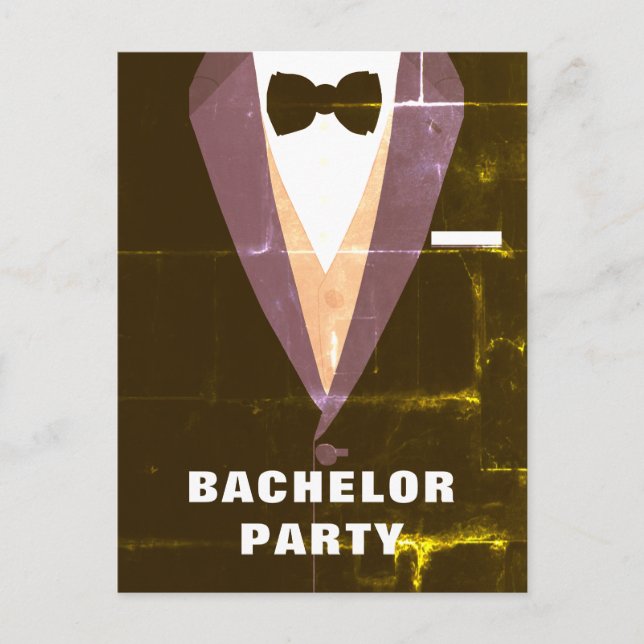 Vintage Tuxedo Bachelor Party Einladung (Vorderseite)