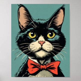 Vintage-Tuxedo-Katzkunstposter Poster