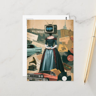 Vintage TV-Frau Postkarte