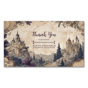 Vintage Twin Castle Panoramic Royal Violett Magnetische Visitenkarte