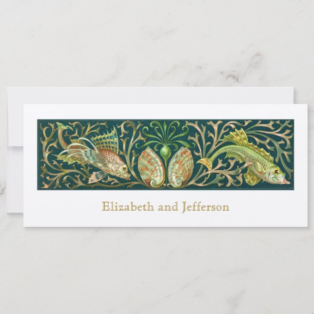 Vintage Twin Fishing - Modern Wedding Einladung (Vorderseite)