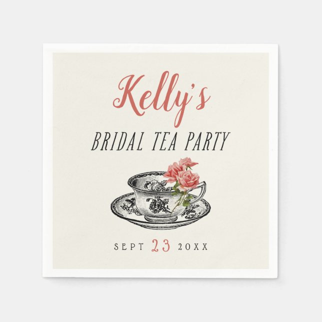 Vintage Typografie Brautparty Tee Party Serviette (Vorderseite)