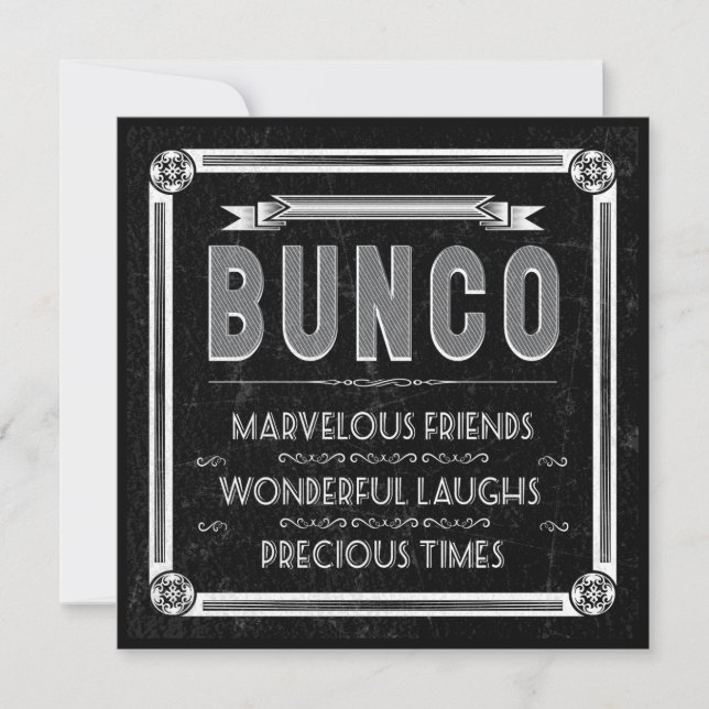 Vintage Typografie Bunco Invite Einladung (Vorderseite)