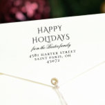 Vintage Typografie Happy Holidays Familienname Permastempel<br><div class="desc">Eine festliche Gummi-Briefmarke mit dem Urlaubsgruß Ihrer Wahl in Vintager Typografie und Ihrem Familiennamen in einem eleganten Script-Schriftart mit Ihrer Rücksendeadresse oder Kontaktdaten unten in klassischen Hauptstädte Buchstaben. Passende Weihnachtsferien-Party Einladungen in unserem Geschäft verfügbar. Gerne können Sie mir Ihre Fragen mitteilen!</div>
