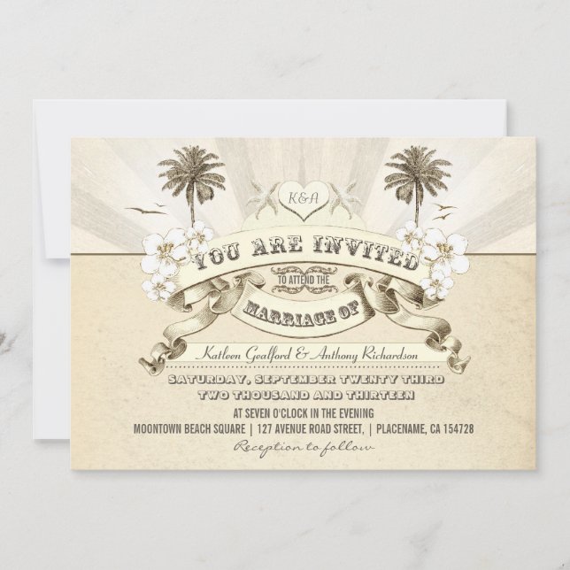 Vintage Typografie Hochzeitseinladungen Einladung (Vorderseite)