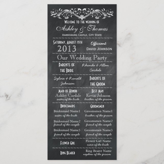 Vintage Typografie-Hochzeitsprogramme Programm (Vorderseite)